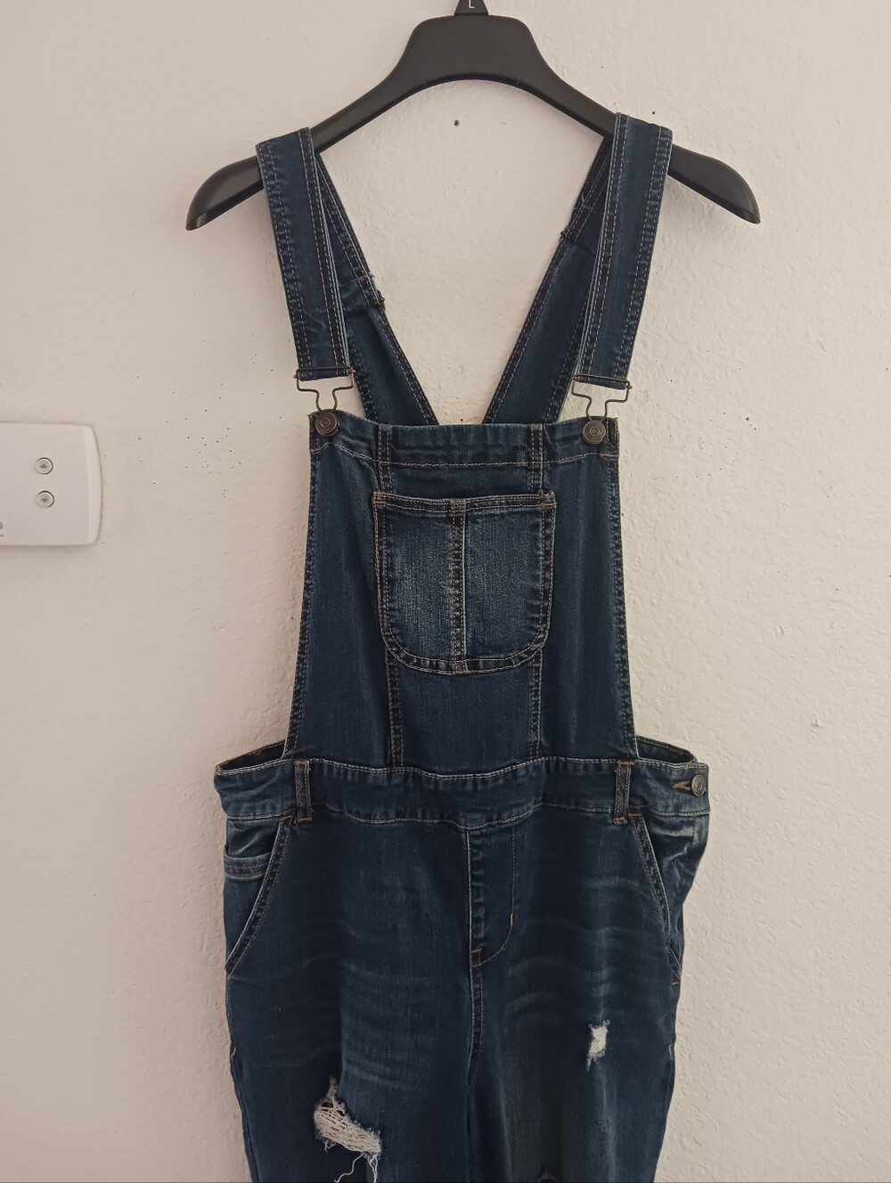 Women's Distressed Denim Overall Cotton Jeans
